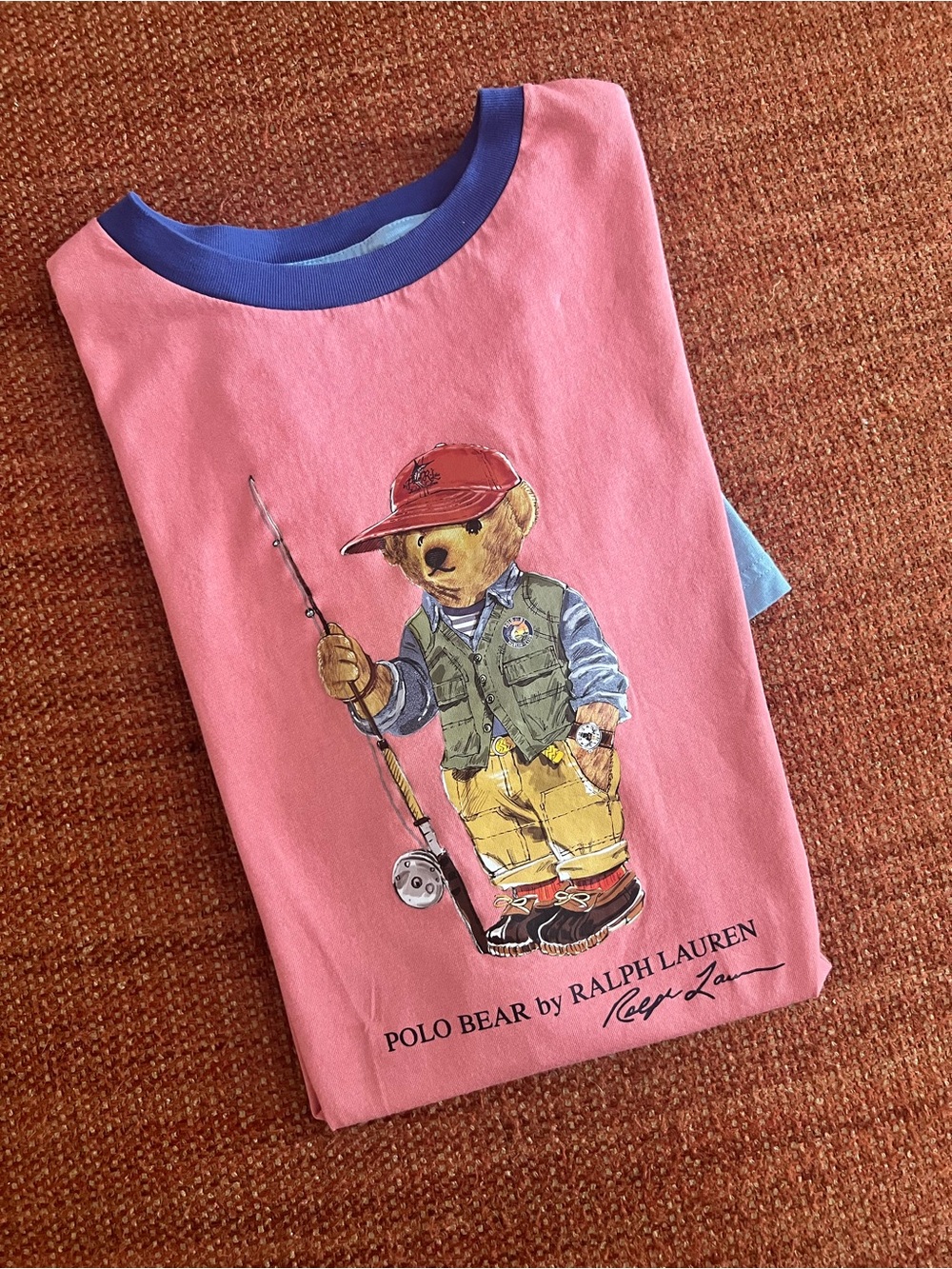 Polo Ralph Lauren Kids Pink Color-block Polo Bear Fishing Tee Size XL (18-20)